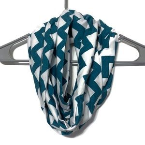 Teal and White Striped Infinity Scarf